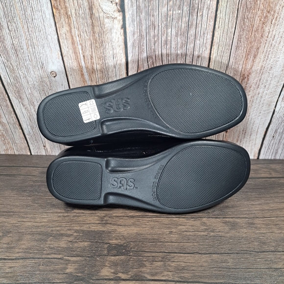 SAS Patent Leather Moc Loafer Slip On Black Women's 9.5 WW Tripad - Picture 8 of 9